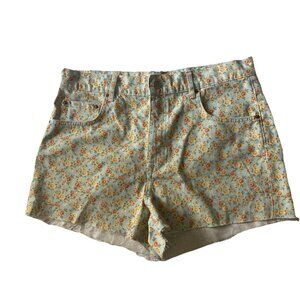 Zara Ladies Yellow Flower Denim Shorts Size 10 The 90’s Short
